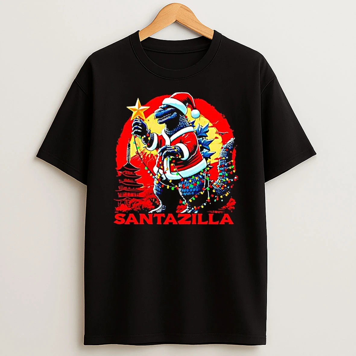 Godzilla Ramen Kaiju Santazilla Christmas Shirts