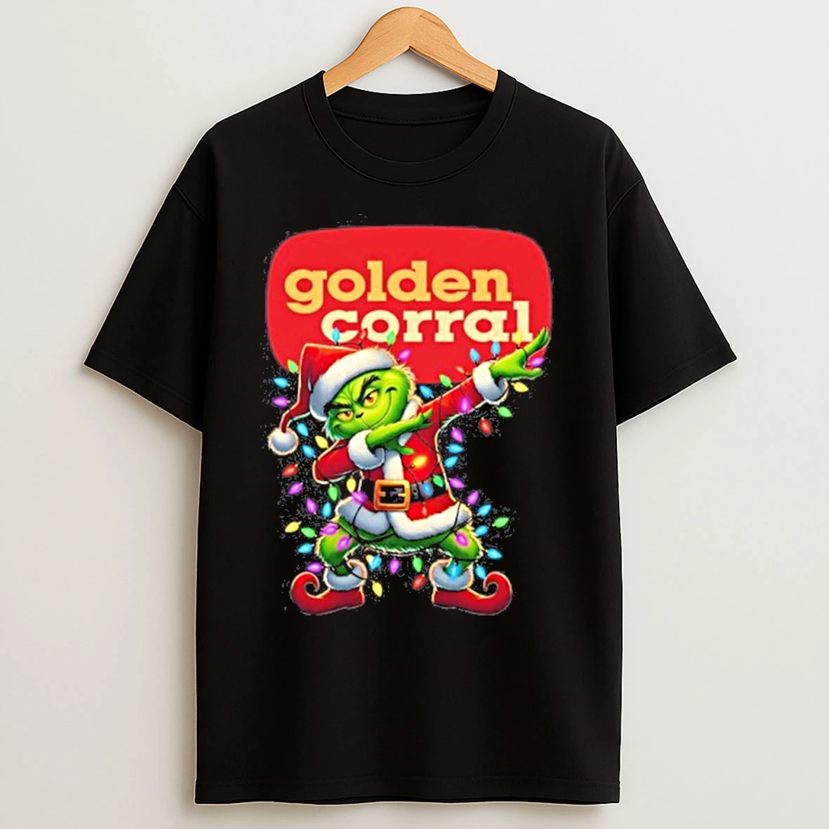 Golden Corral Logo X Grinch Dabbing Light Christmas T Shirts