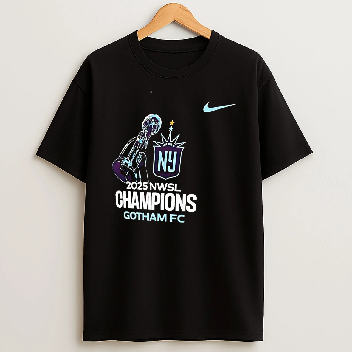 Gotham Fc 2025 Nwsl Champions On Pitch Logo Shirts