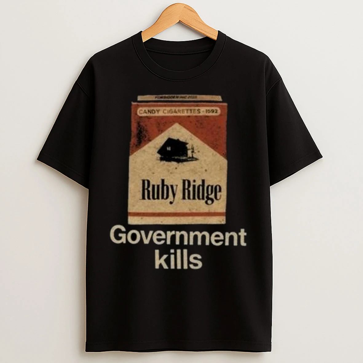 Government Kills Ruby Ridge Circle Black T Shirts