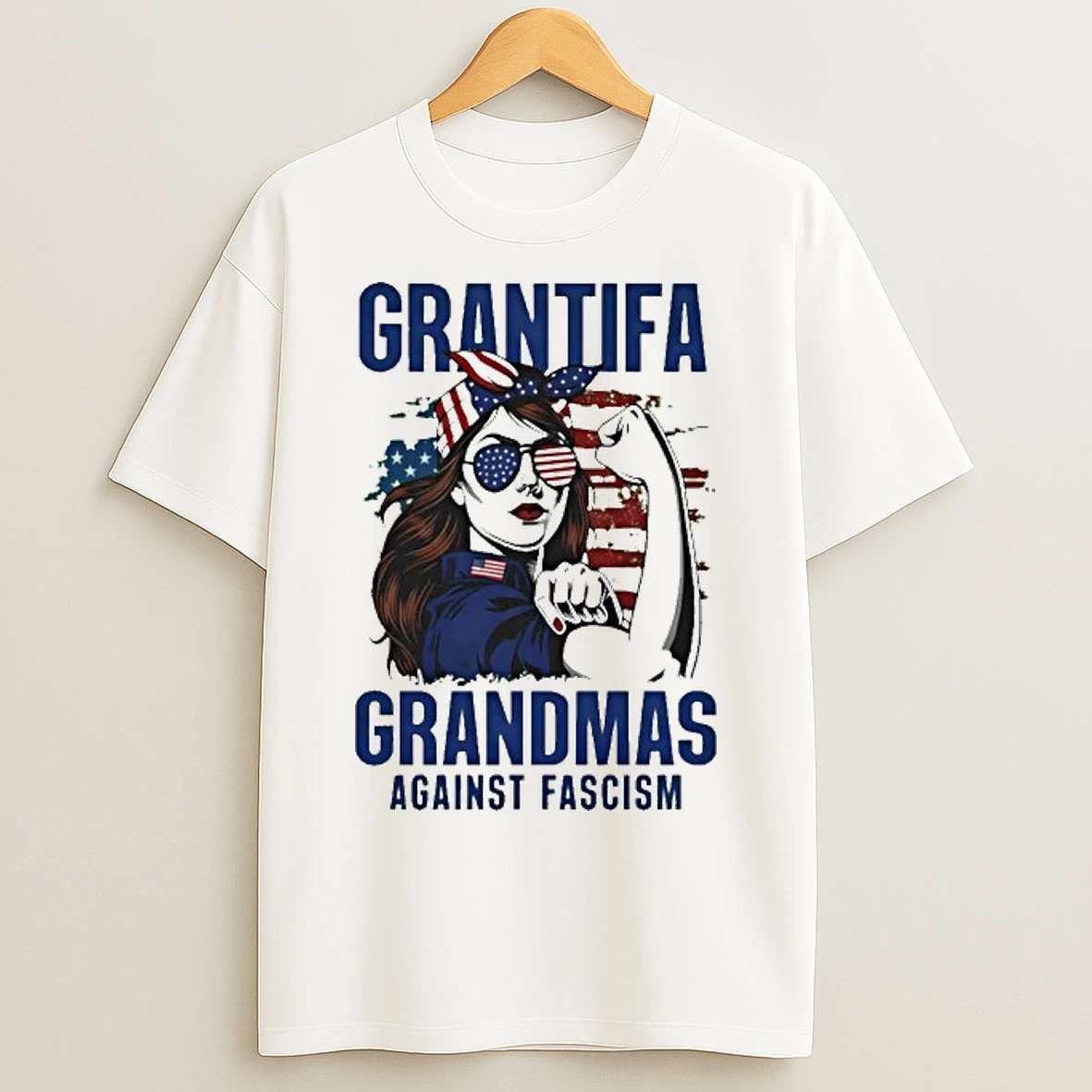 Grantifa Grandmas Against Fascism Flag American Woman T Shirts