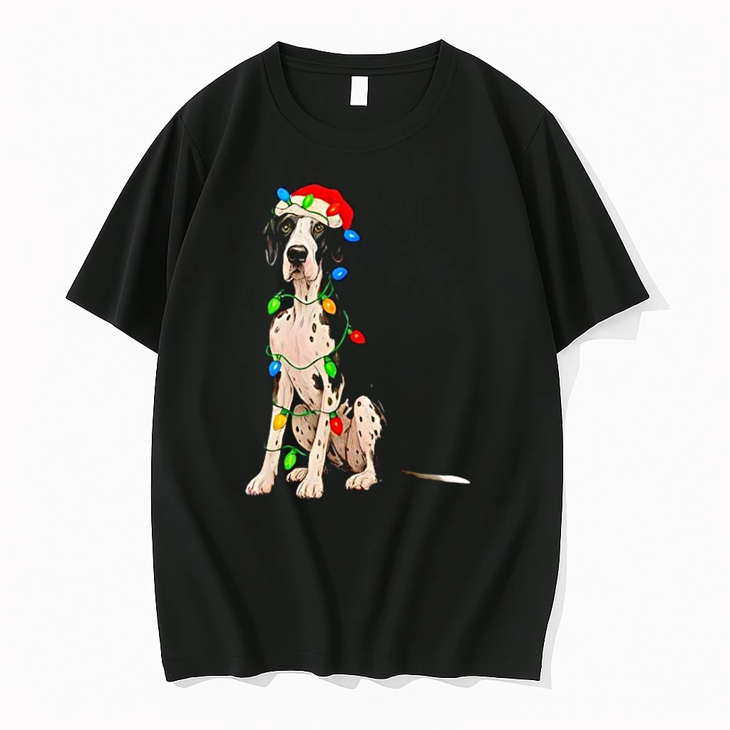 Great Dane Christmas Lights Dog Lover Xmas Pajama Shirts