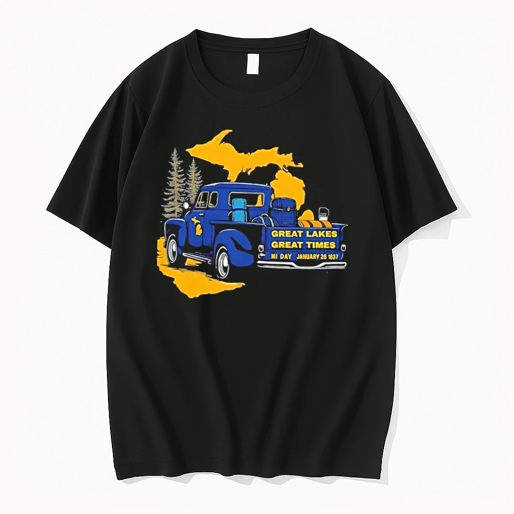 Great Lakes Vintage Truck Michigan Map Retro Road Trip Great Times Shirts