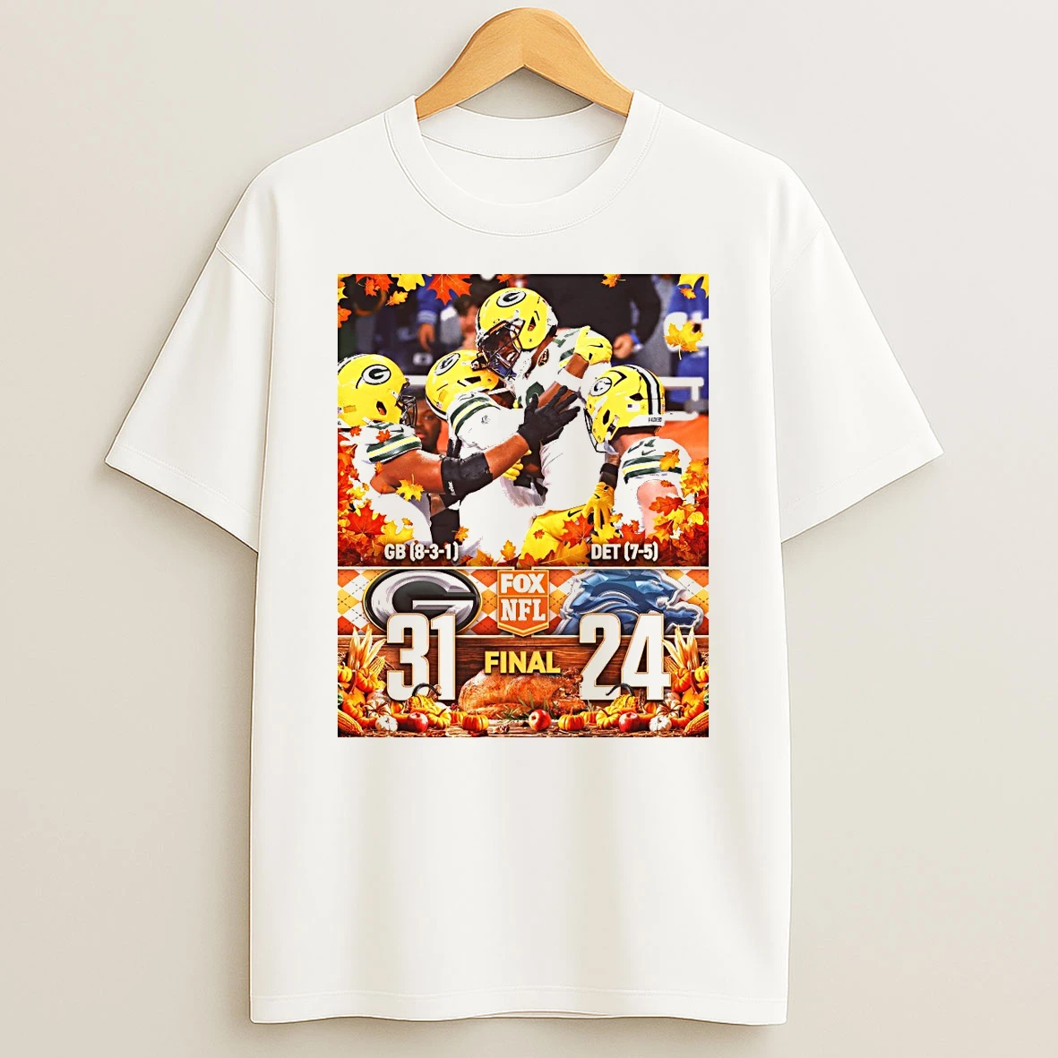 Green Bay Packers 31 24 Detroit Lions Final Thanksgiving 2025 Fox Nfl Shirts