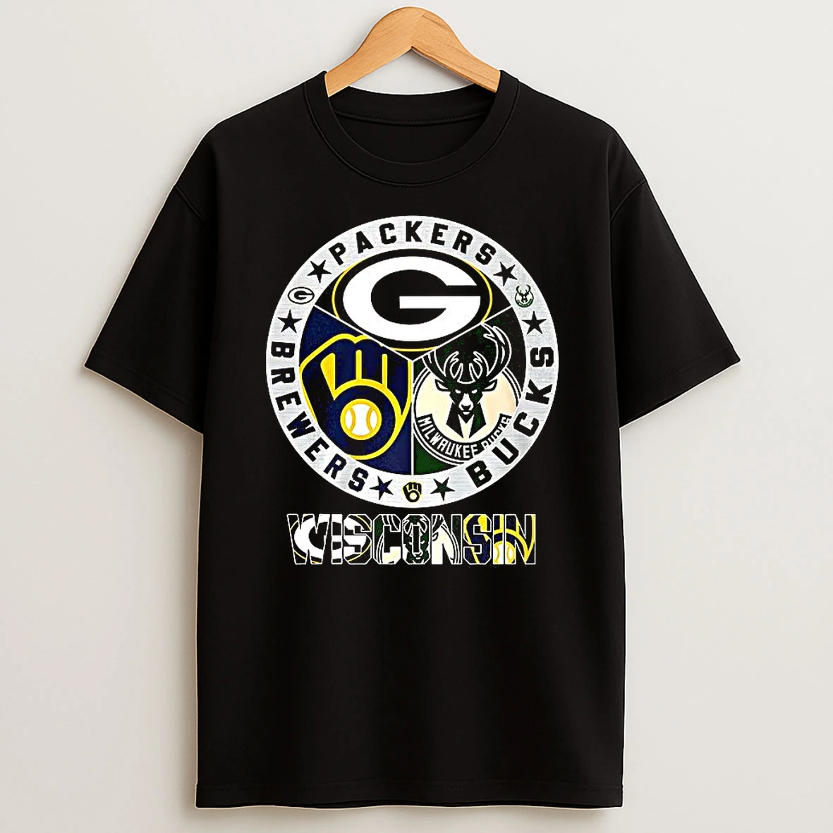 Green Bay Packers Milwaukee Brewers Milwaukee Bucks Mashup Logo Shirts