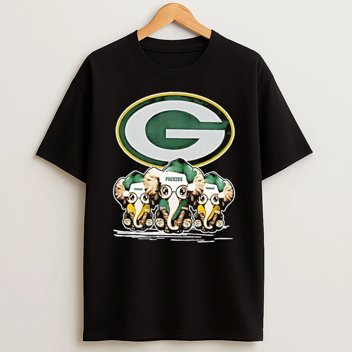 Green Bay Packers X Elephants Santa Hat Merry Christmas Shirts