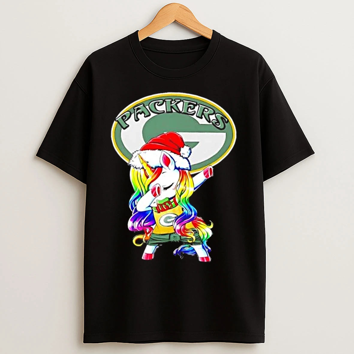 Green Bay Packers X Unicorn Santa Hat Dabbing Merry Christmas T Shirts