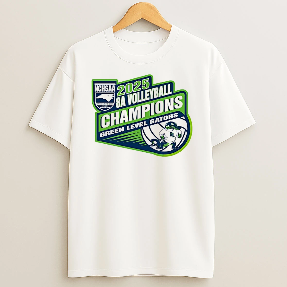 Green Level Gators 2025 Nchsaa 8a Volleyball Champions Shirts