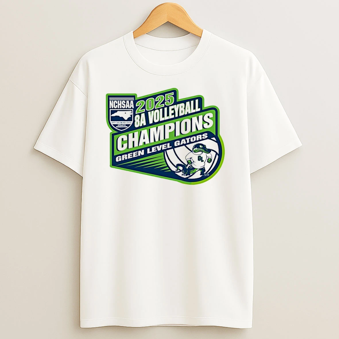 Green Level Gators 2025 Nchsaa 8a Volleyball Champions T Shirts