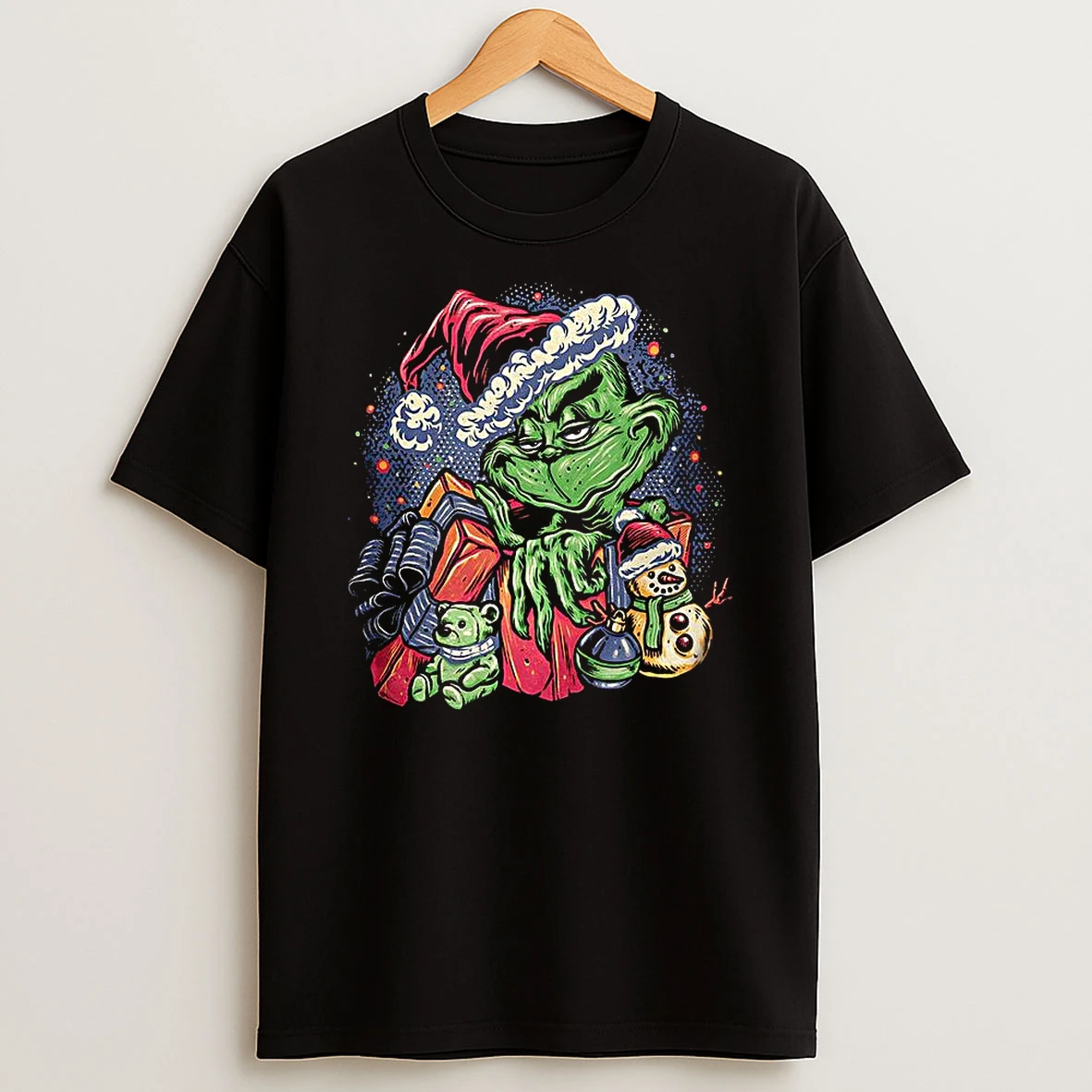 Grinch A Grumpy Present Cartoon Christmas Shirts