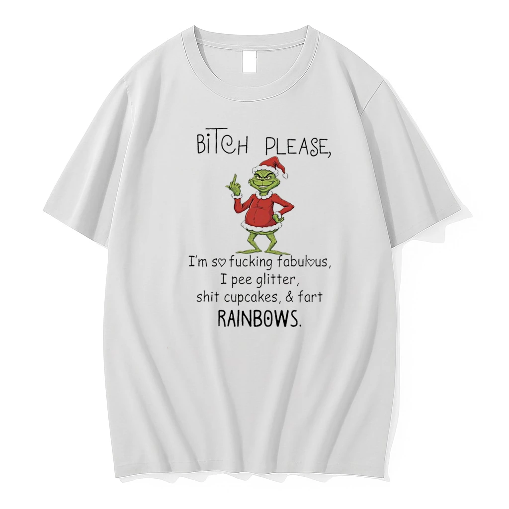 Grinch Christmas Santa Middle Finger Bitch Please Im So Fucking Fabulous I Pee Glitter Shirts