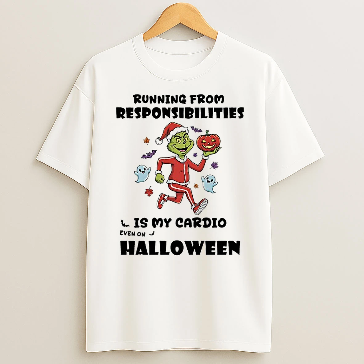 Grinch Christmas Running From Respinsibilities Is My Cardio Even On Halloween Shirts