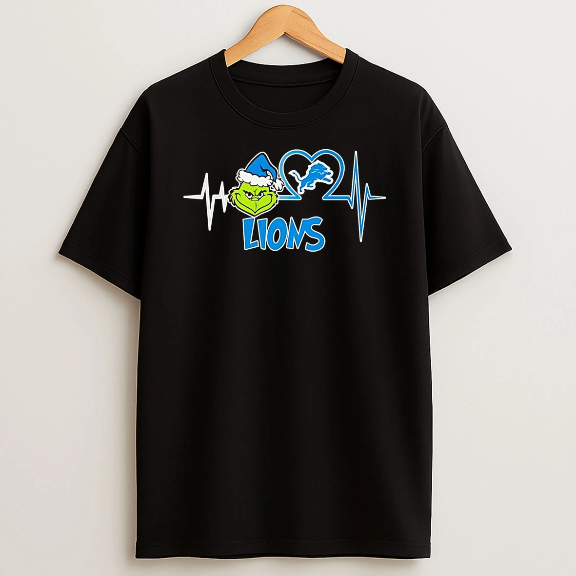Grinch Detroit Lions Heartbeat Christmas Shirts