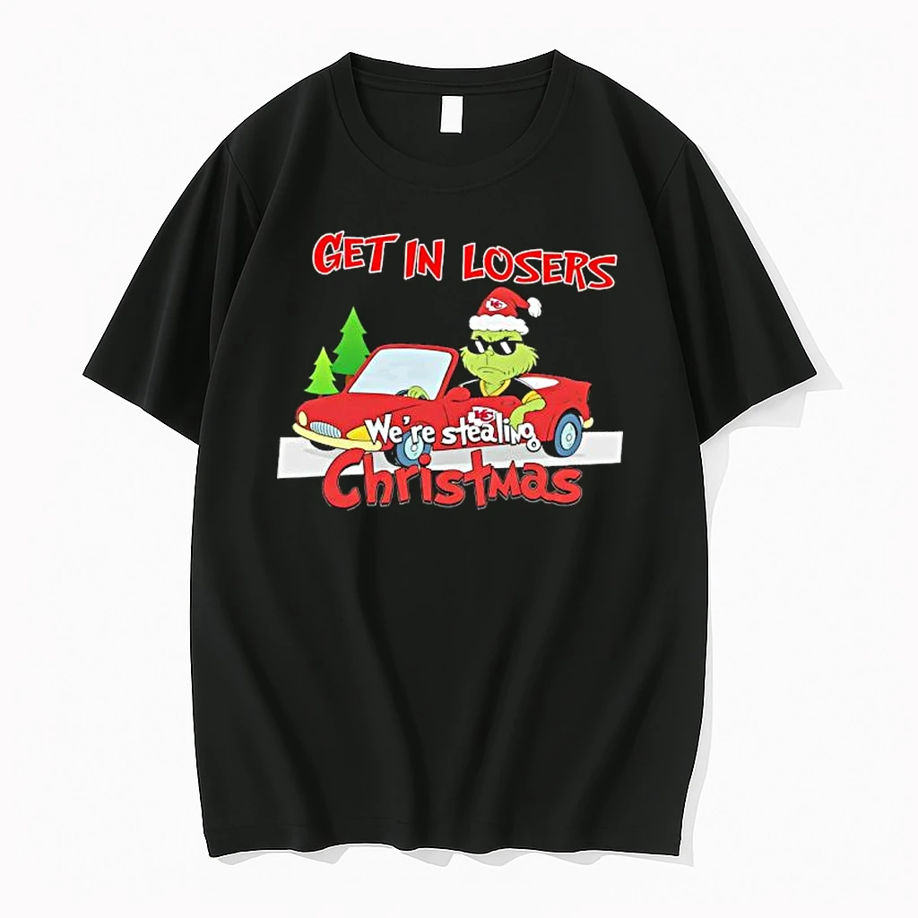 Grinch Driving Car X Kansas City Chiefs Get In Loser Were Stealing Christmas Shirts