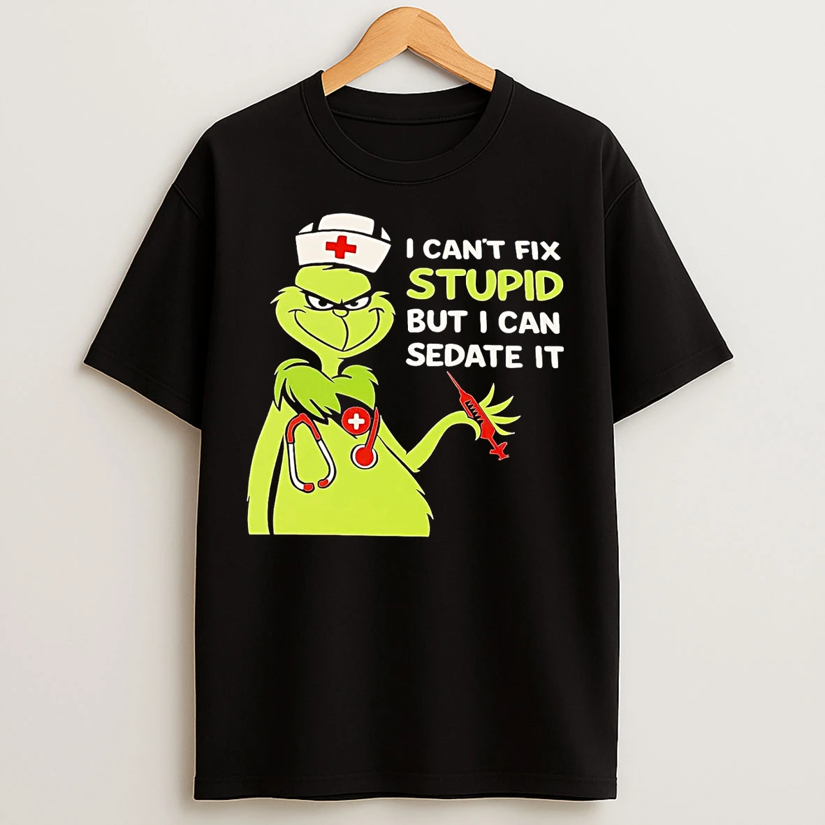 Grinch I Cant Fix Stupid But I Can Sedate It Christmas T Shirts