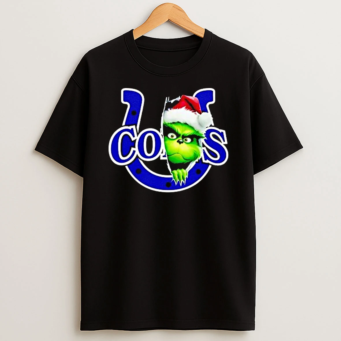 Grinch Peeking Through Indianapolis Colts Christmas Holiday Shirts