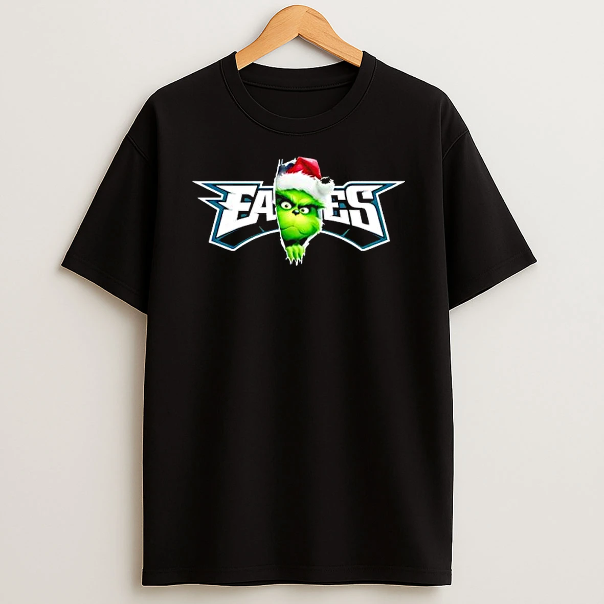 Grinch Peeking Through Philadelphia Eagles Christmas Holiday Shirts