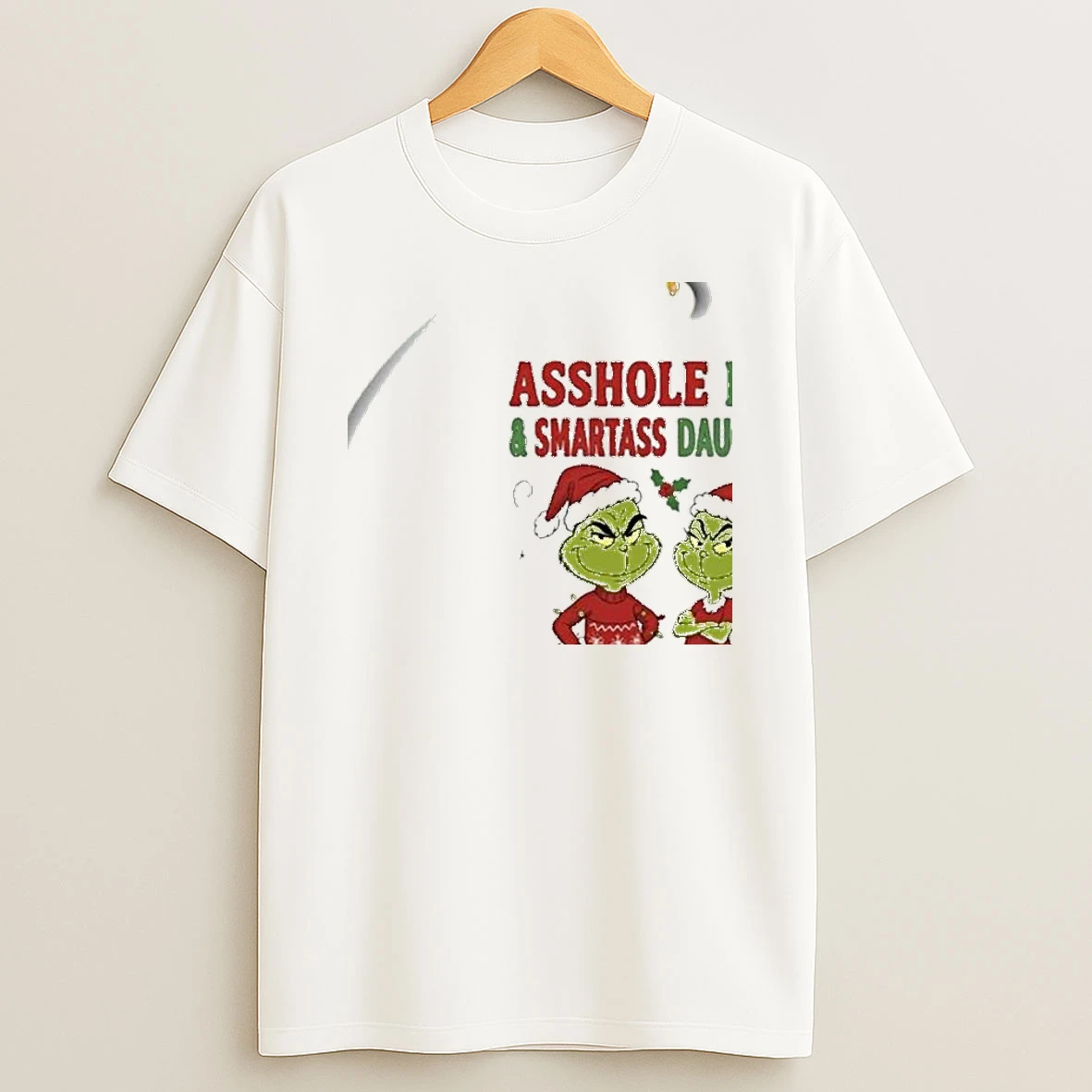 Grinch Santa Asshole Dad And Smartass Daughter Best Friends For Life Christmas Shirts