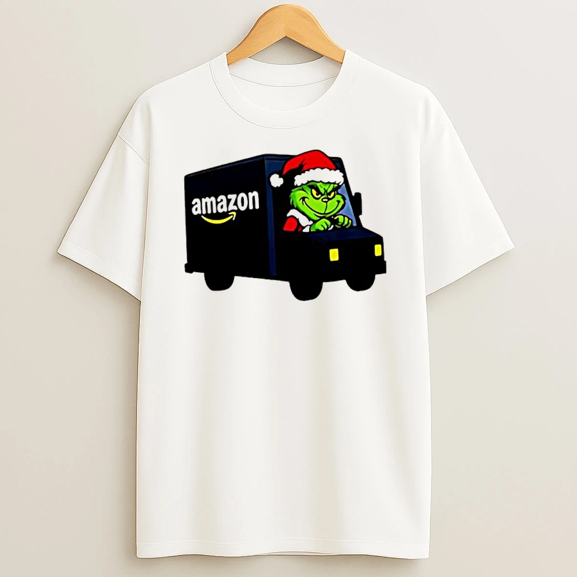 Grinch Santa Claus In Amazon Truck Merry Christmas Shirts