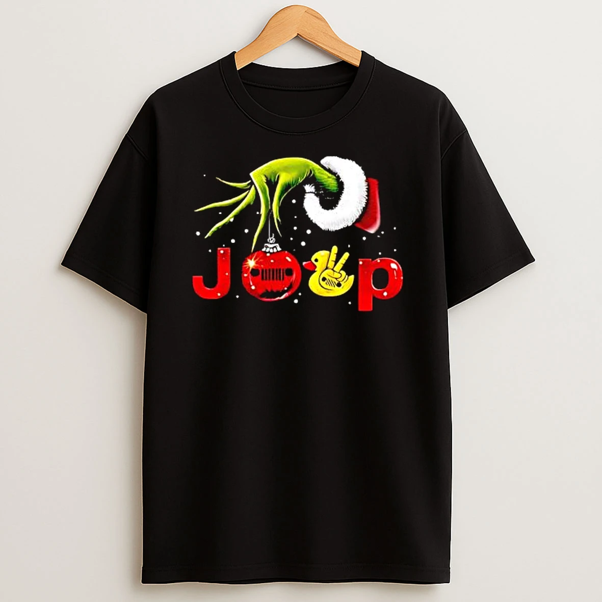 Grinch Santa Hug Ball Red Glossy Jeep Duck Merry Christmas Shirts