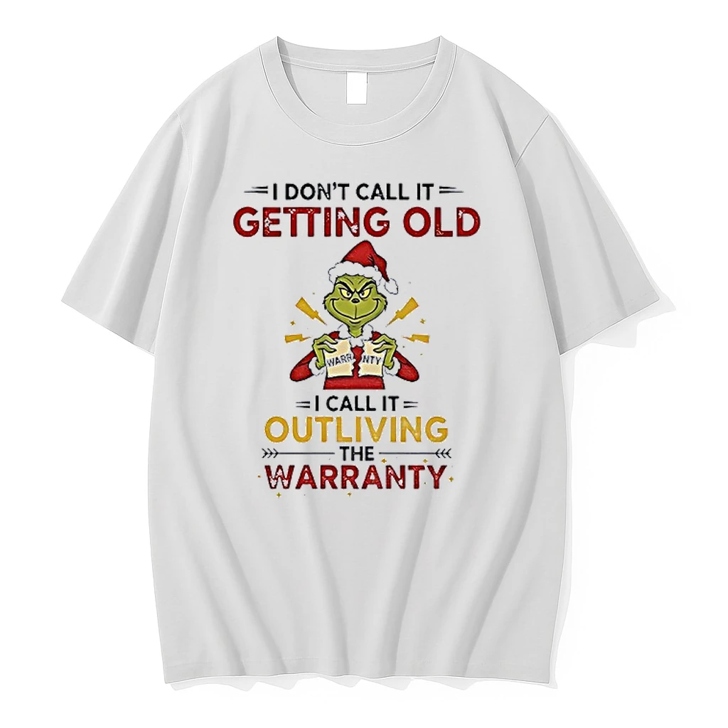 Grinch Santa Hat I Dont Call It Getting Old I Call It Outliving The Warranty Christmas Shirts