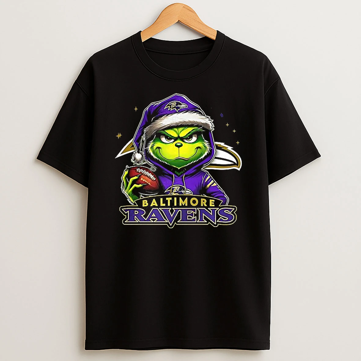 Grinch Santa Hat X Baltimore Ravens Nfl Christmas Shirts