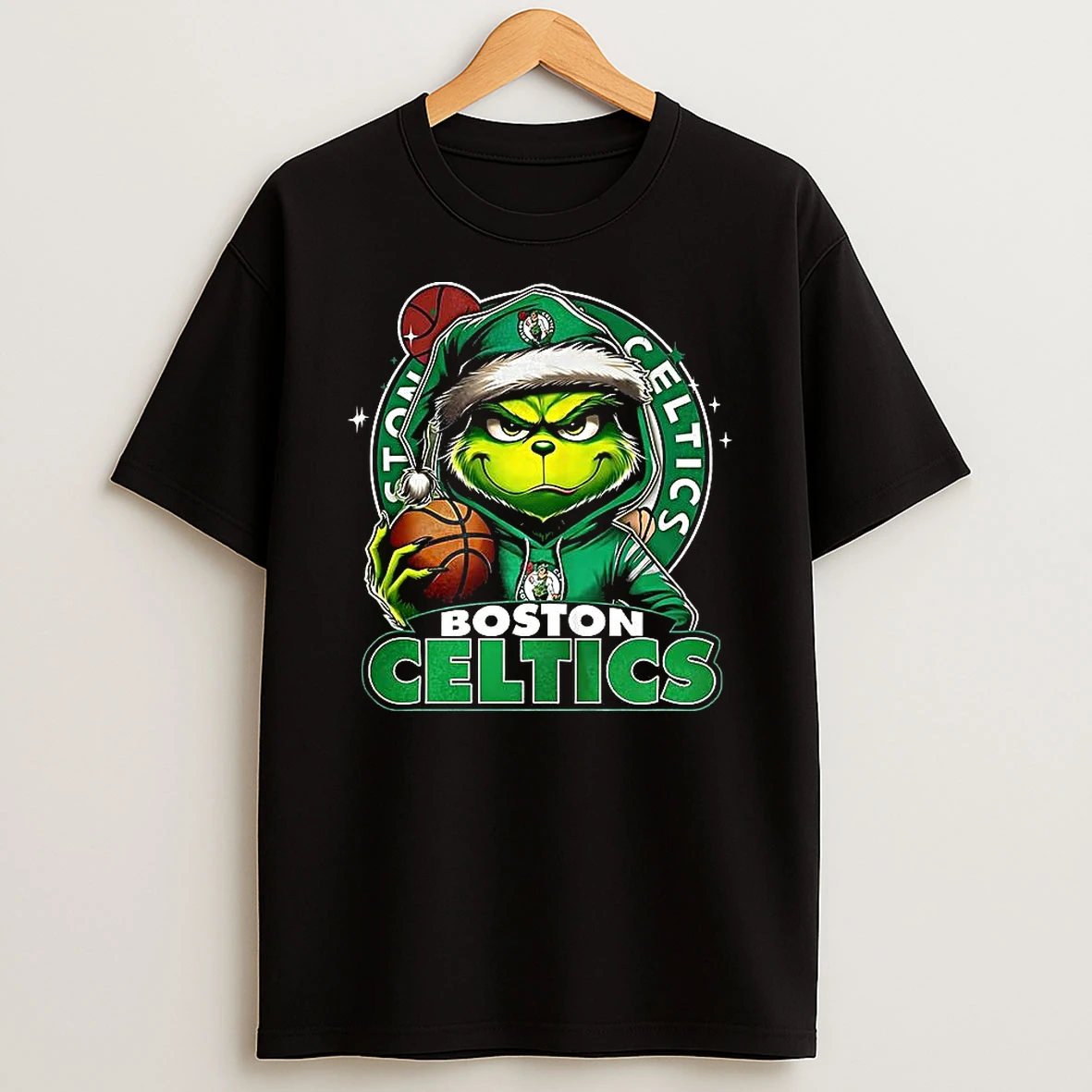 Grinch Santa Hat X Boston Celtics Nba Christmas Shirts