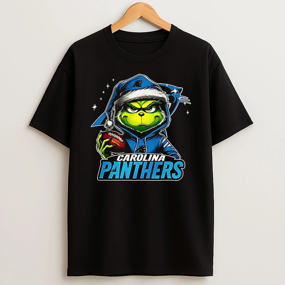 Grinch Santa Hat X Carolina Panthers Nfl Christmas Shirts
