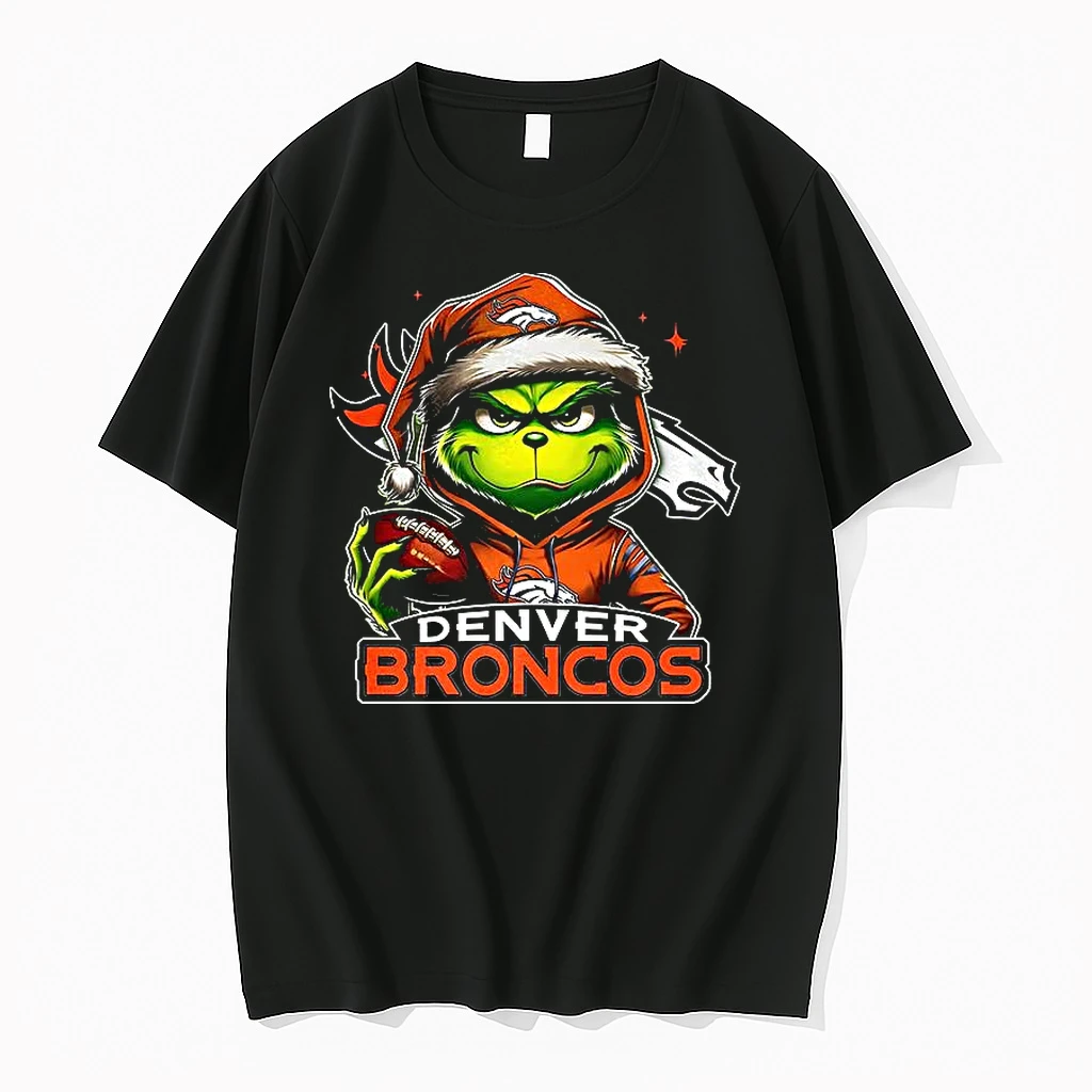 Grinch Santa Hat X Denver Broncos Nfl Christmas Shirts