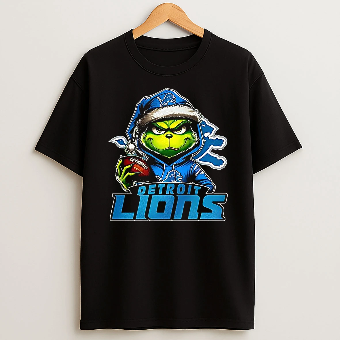 Grinch Santa Hat X Detroit Lions Nfl Christmas Shirts