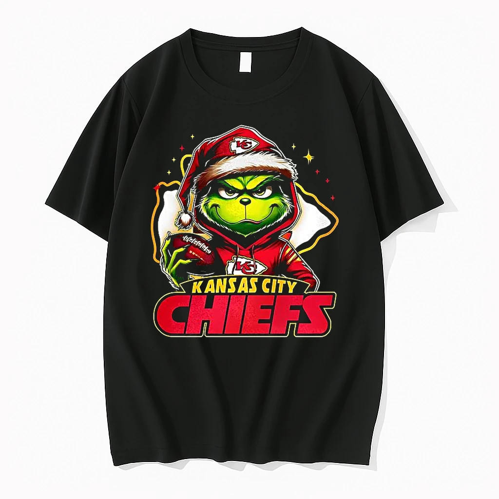 Grinch Santa Hat X Kansas City Chiefs Nfl Christmas Shirts
