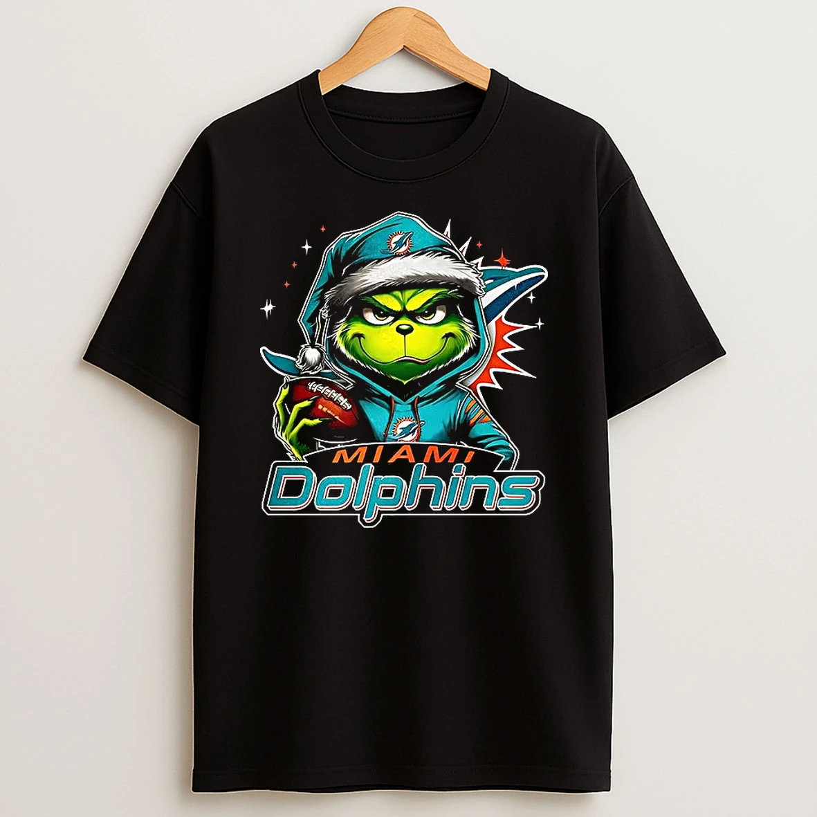 Grinch Santa Hat X Miami Dolphins Nfl Christmas Shirts
