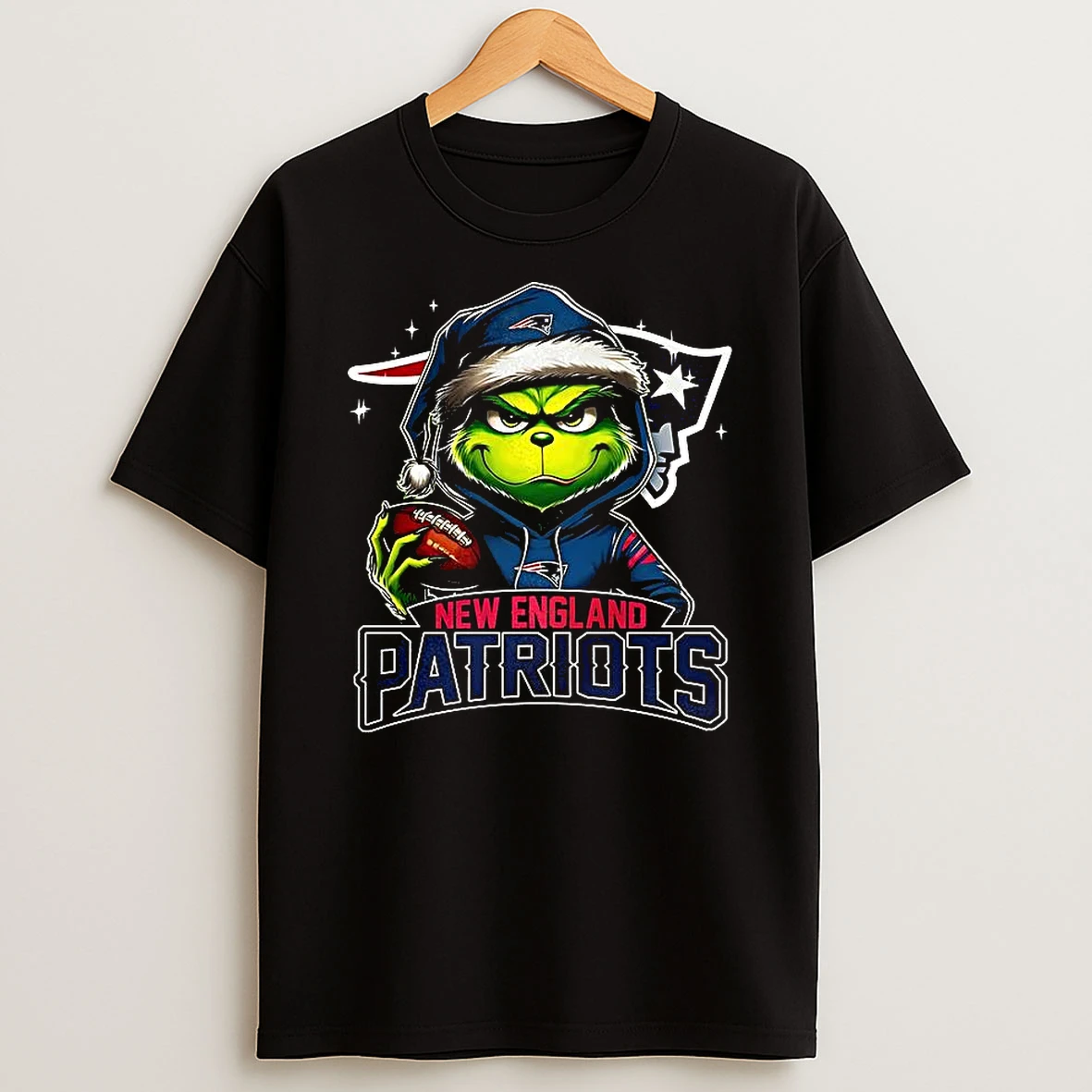 Grinch Santa Hat X New England Patriots Nfl Christmas Shirts