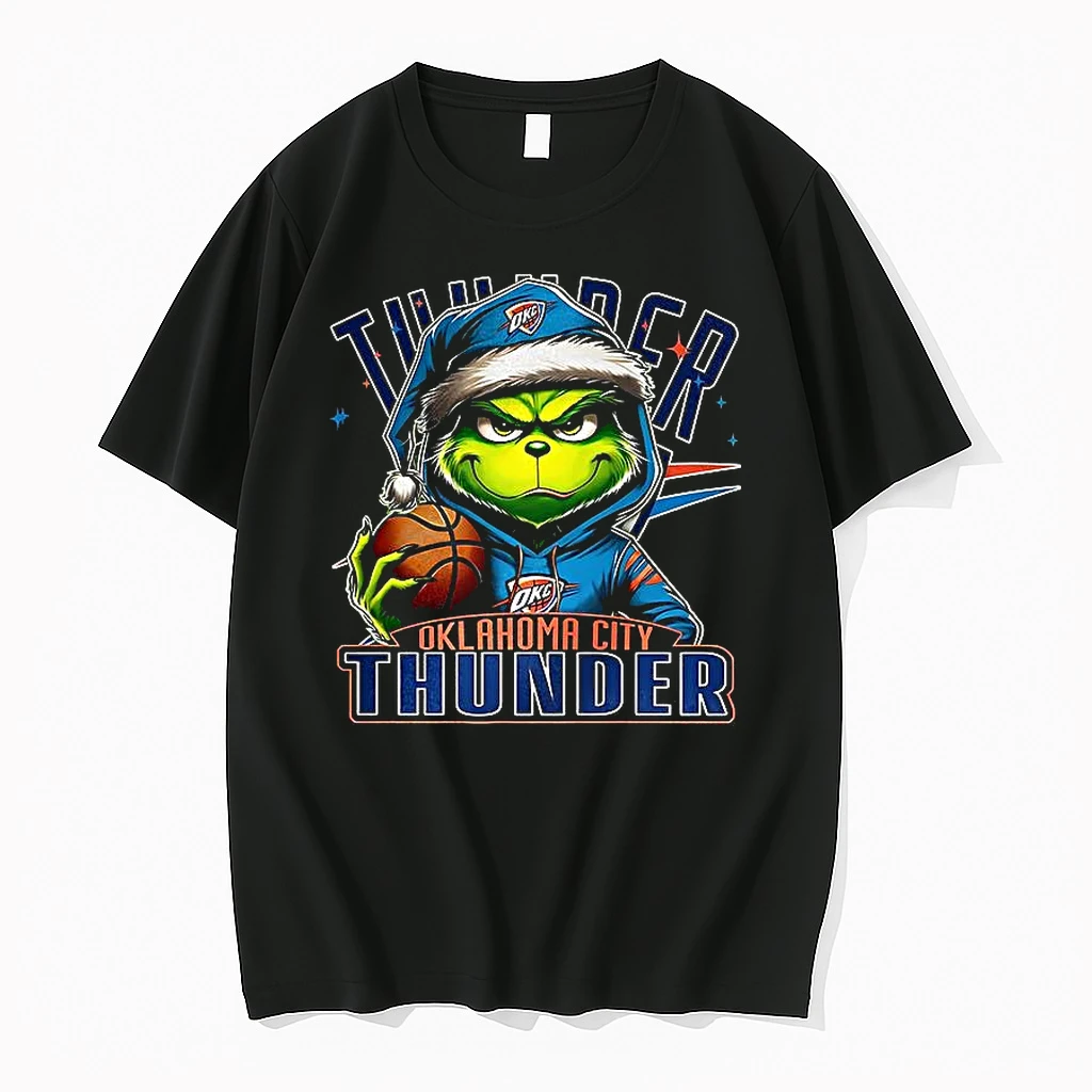 Grinch Santa Hat X Oklahoma City Thunder Nba Christmas Shirts