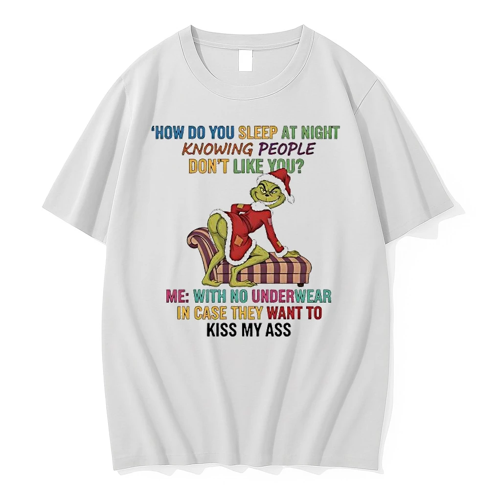 Grinch Santa How Do You Sleep At Night Knowing People Dont Like You Shirts