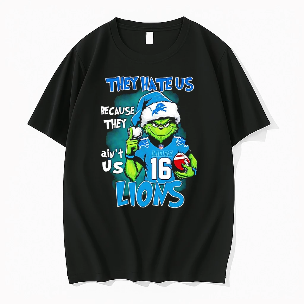 Grinch Santa They Hate Us Because They Aint Us Detroit Lions Shirts