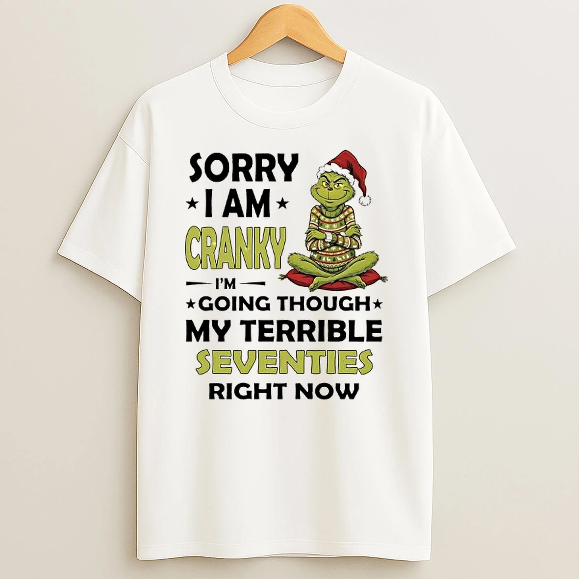 Grinch Sorry I Am Cranky Im Going Through My Terrible Seventies Right Now Shirts