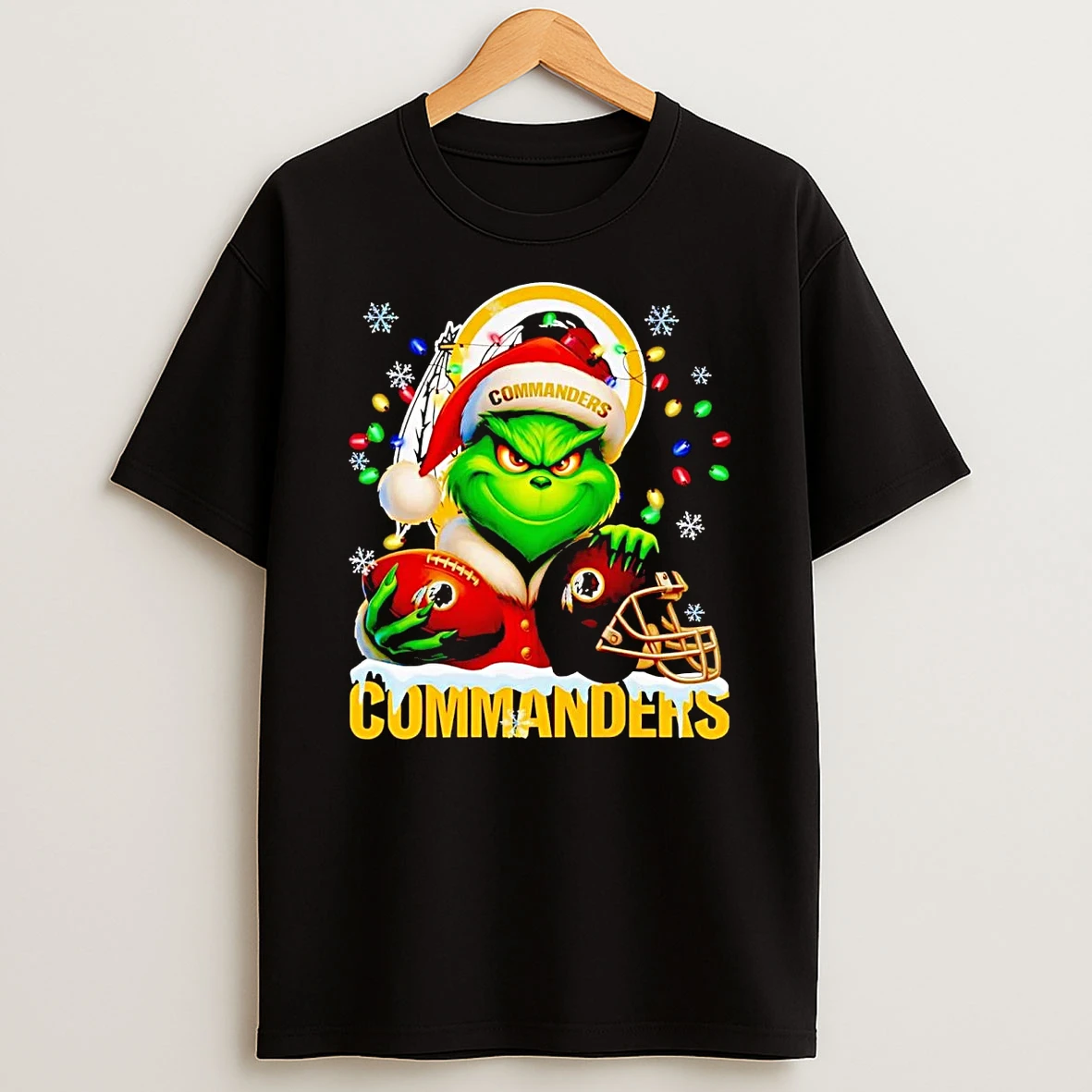 Grinch Washington Commanders Christmas Light Shirts
