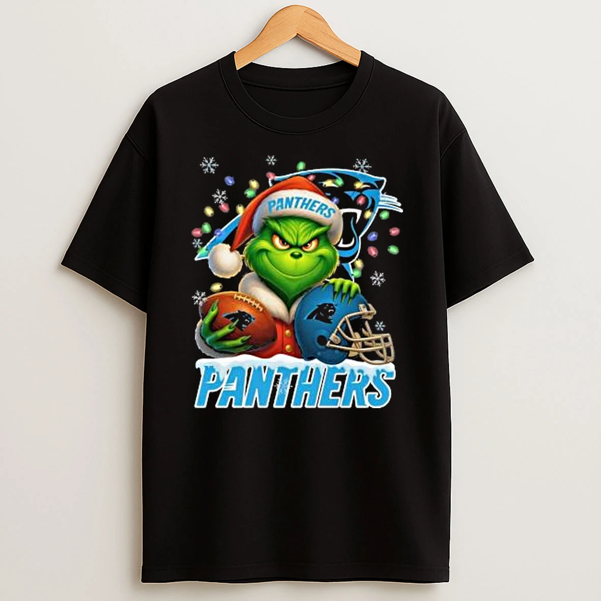 Grinch X Carolina Panthers Ball And Helmet Merry Christmas Shirts