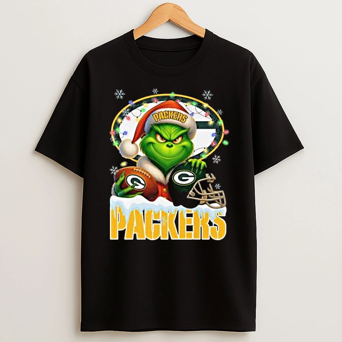Grinch X Green Bay Packers Ball And Helmet Merry Christmas Shirts