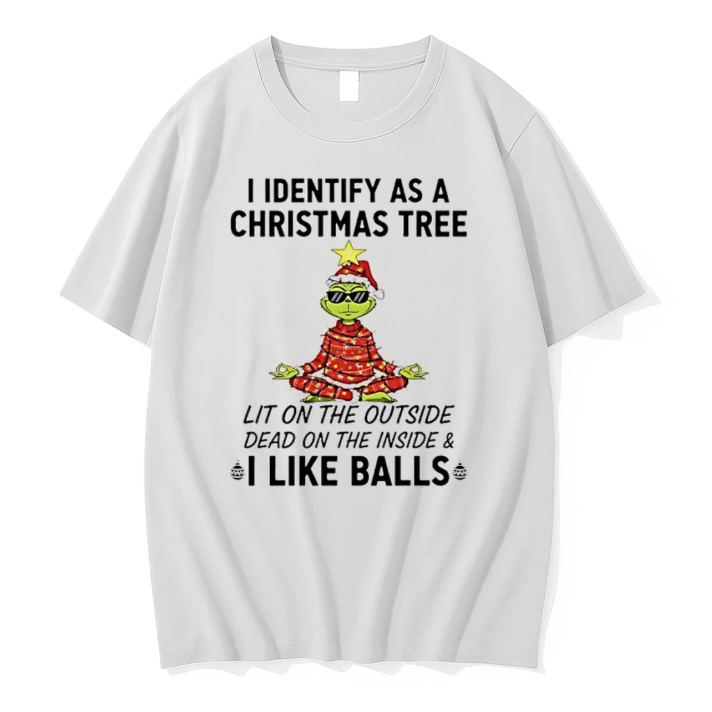 Grinch Yoga I Identify As A Christmas Tree Lit On The Outside Dead On The Inside And I Like Balls Shirts
