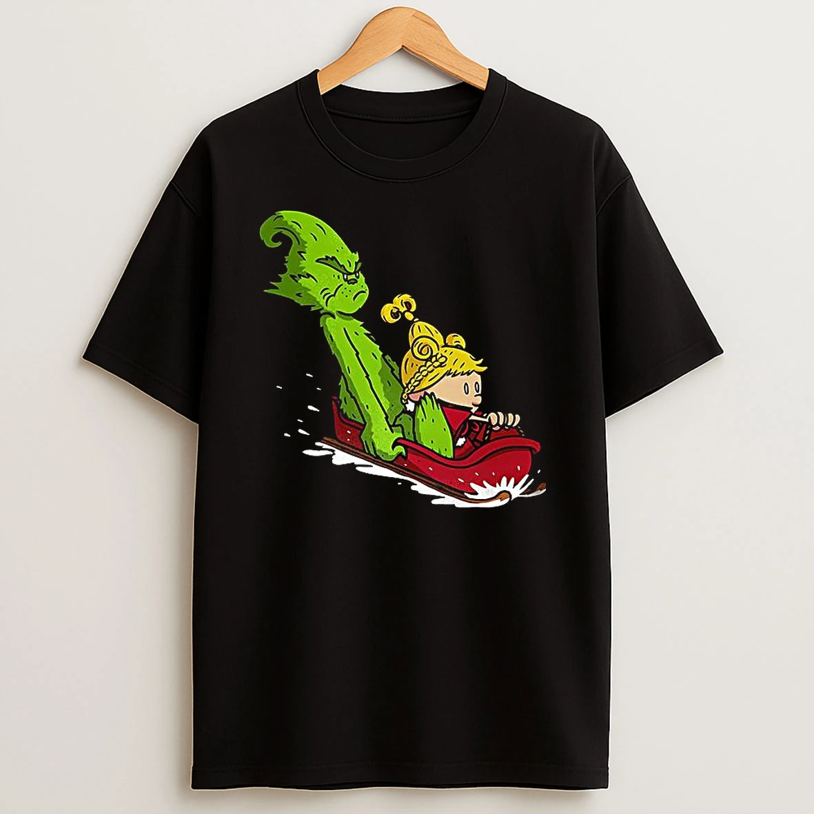 Grinch And Cindy Lou Who On A Sleigh Christmas Shirts