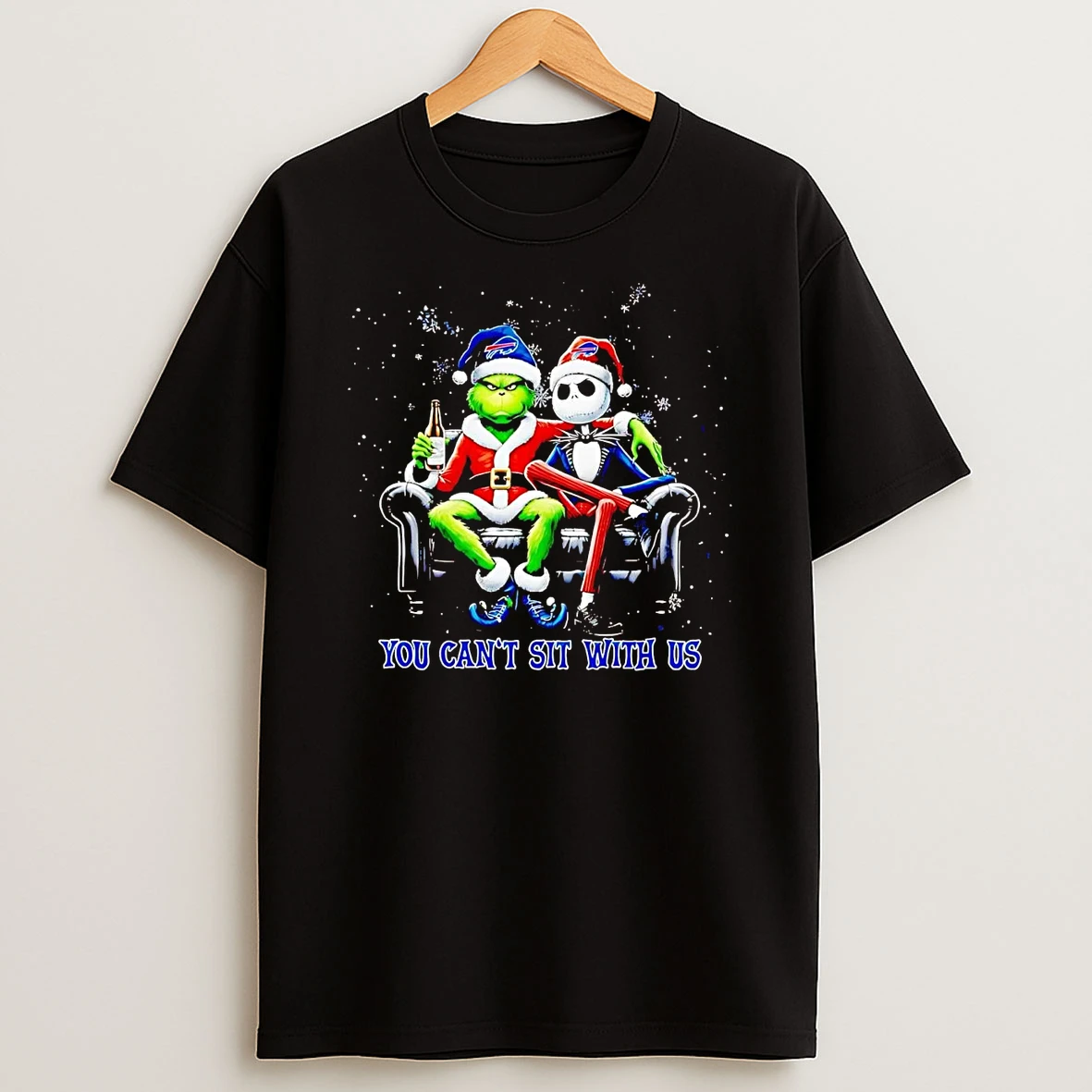 Grinch And Jack Skellington You Cant Sit With Us Buffalo Bills Christmas Shirts