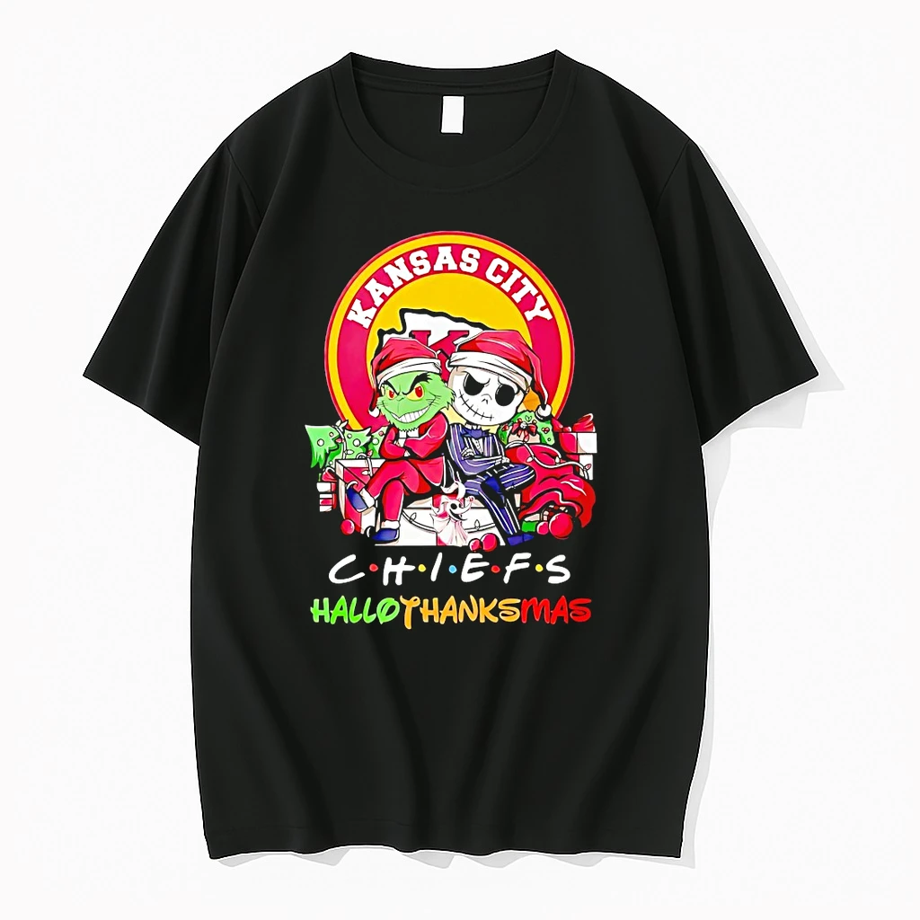 Grinch And Jack Skellington Kansas City Chiefs Halloween Thanks Christmas Shirts