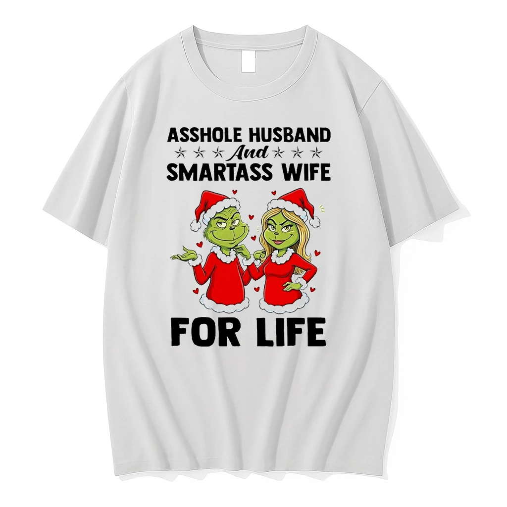 Grinch Asshole Husband And Smartass Wife For Life Christmas Shirts
