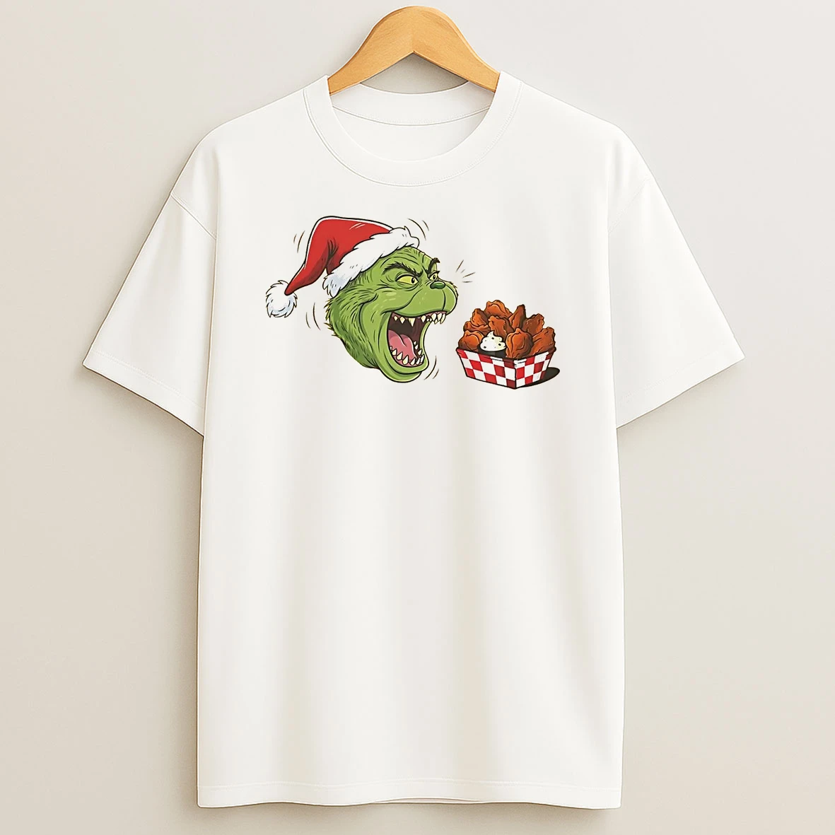 Grinch Eating Buffalo Wings Christmas Shirts
