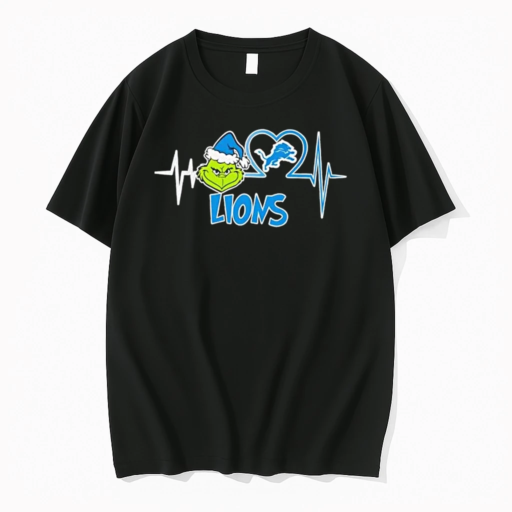 Grinch Heartbeat Detroit Lions Christmas Shirts