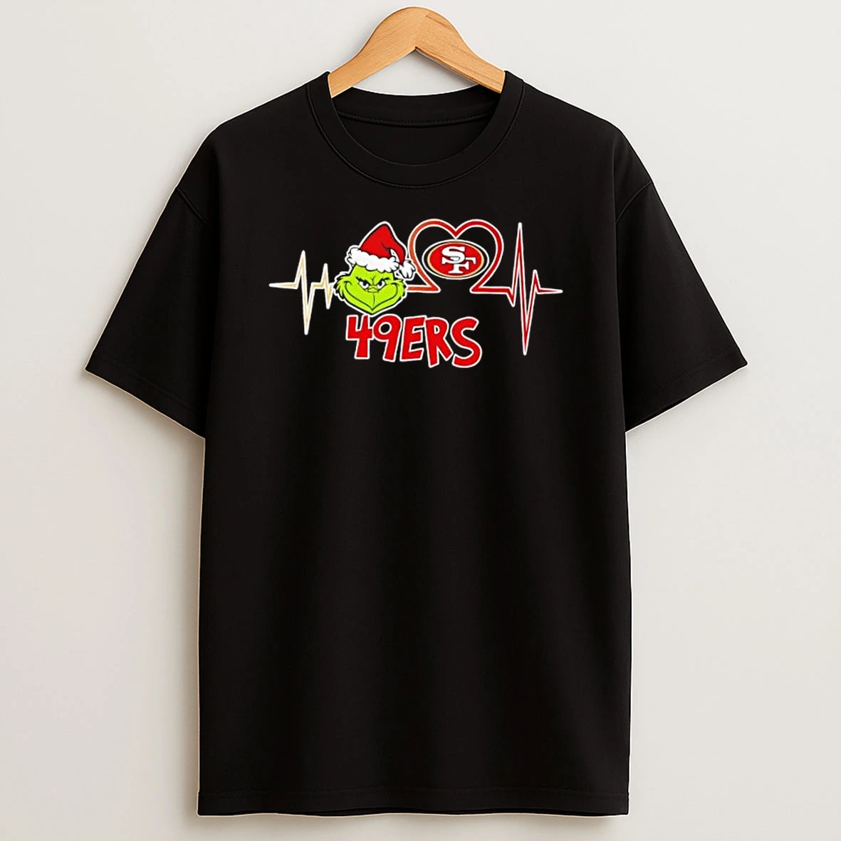 Grinch Heartbeat San Francisco 49ers Football Shirts