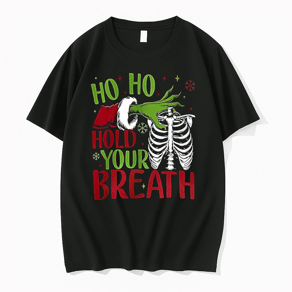 Grinch Ho Ho Hold Your Breath Ribcage Christmas Shirts