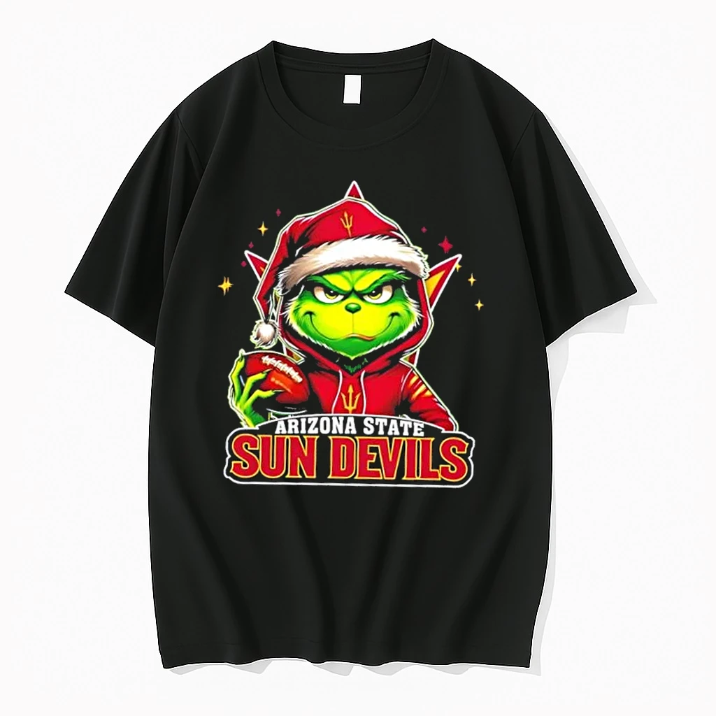 Grinch Is Holding A Ball And Smiling At Arizona State Sun Devils Fans Christmas Shirts